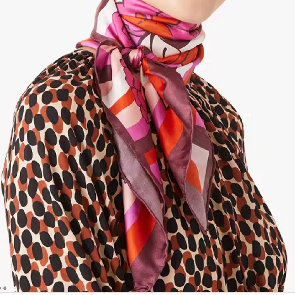 NWT Kate Spade New York Striped Floral Silk Scarf